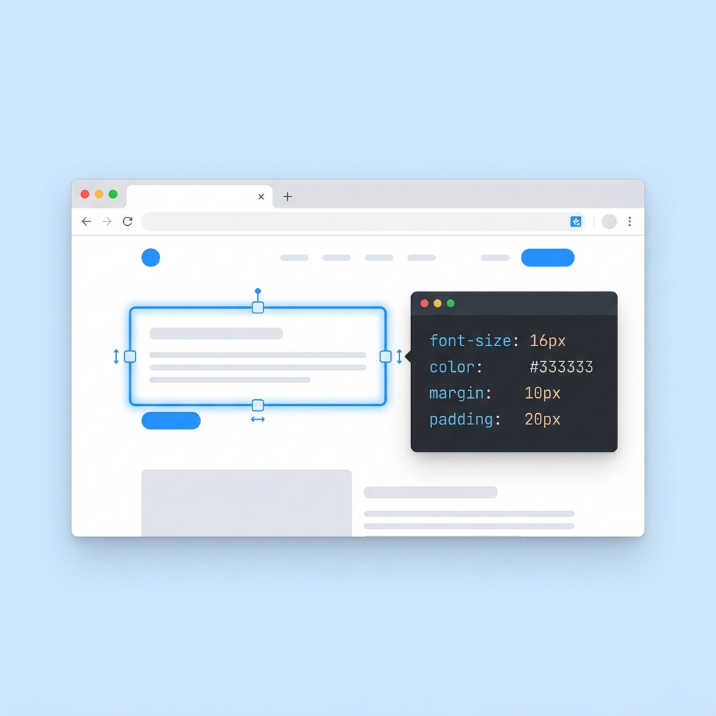 CSS Inspector tool showing element styles in a floating panel